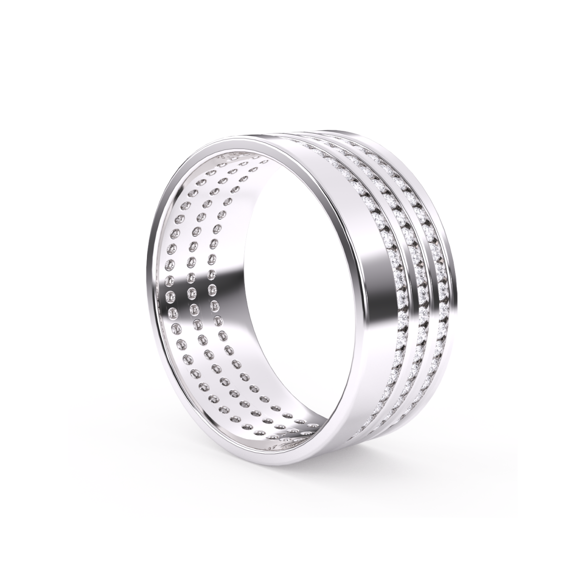 Vintage Three Row Diamond Couple Band